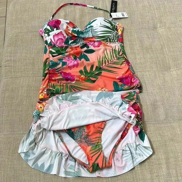 La Blanca Bird of Paradise Tankini and Ruffle Skirt  Size 12 - Picture 11 of 14